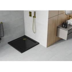 Mexen  Slim cadita dus 100 x 100 cm,  negru+szifon  auriu- 40701010G