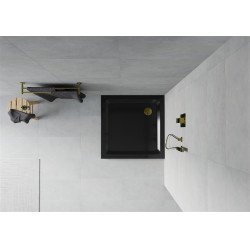 Mexen  Slim cadita dus 100 x 100 cm,  negru+szifon  auriu- 40701010G