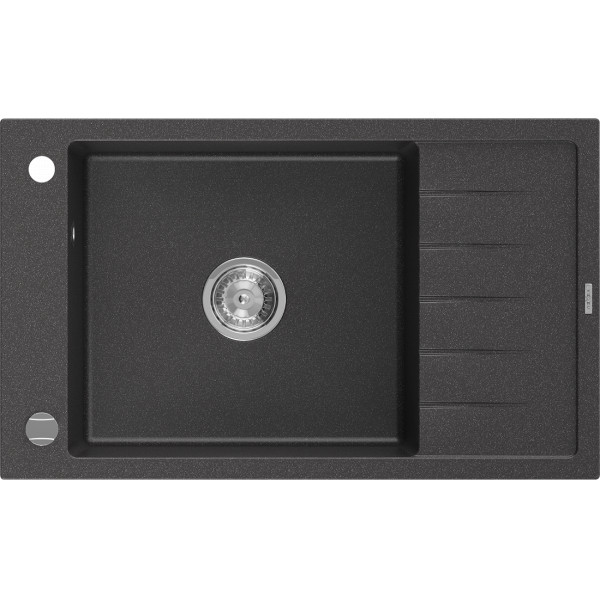 Mexen Elias   Chiuveta bucatarie granit 1 cuva + picurator+ cadou pop up sifon   795 x 480 mm, negru  piatra - 6511791005-76