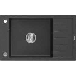 Mexen Elias   Chiuveta bucatarie granit 1 cuva + picurator+ cadou pop up sifon   795 x 480 mm, negru  piatra - 6511791005-76 1 Cuva 467680 Mexen