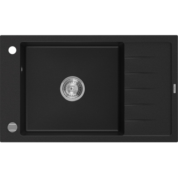 Mexen Elias   Chiuveta bucatarie granit 1 cuva + picurator+ cadou pop up sifon   795 x 480 mm, negru  - 6511791005-77