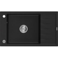 Mexen Elias   Chiuveta bucatarie granit 1 cuva + picurator+ cadou pop up sifon   795 x 480 mm, negru  - 6511791005-77 1 Cuva 467680 Mexen