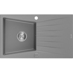 Mexen Cesar   Chiuveta bucatarie granit 1 cuva + picurator+ cadou pop up sifon   775 x 470 mm, gri  - 6514771010-71 1 Cuva 467680 Mexen