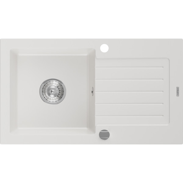 Mexen Pablo   Chiuveta bucatarie granit 1 cuva + picurator+ cadou pop up sifon    75,2 x 43,6 cm, alb  - 6510751010-20