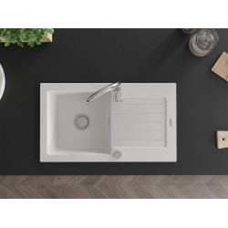 Mexen Pablo   Chiuveta bucatarie granit 1 cuva + picurator+ cadou pop up sifon    75,2 x 43,6 cm, alb  - 6510751010-20