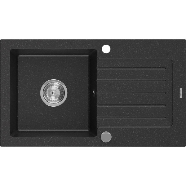 Mexen Pablo   Chiuveta bucatarie granit 1 cuva + picurator+ cadou pop up sifon    75,2 x 43,6 cm, negru / chrom - 6510751010-73