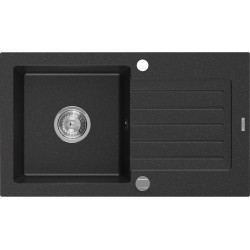Mexen Pablo   Chiuveta bucatarie granit 1 cuva + picurator+ cadou pop up sifon    75,2 x 43,6 cm, negru / chrom - 6510751010-73 1 Cuva 467680 Mexen