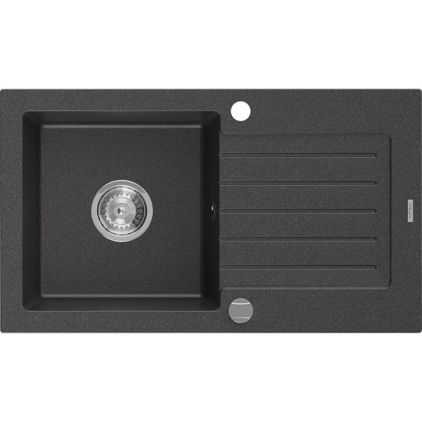 Mexen Pablo   Chiuveta bucatarie granit 1 cuva + picurator+ cadou pop up sifon    75,2 x 43,6 cm, negru  piatra - 6510751010-76