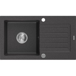 Mexen Pablo   Chiuveta bucatarie granit 1 cuva + picurator+ cadou pop up sifon    75,2 x 43,6 cm, negru  piatra - 6510751010-76 1 Cuva 467680 Mexen