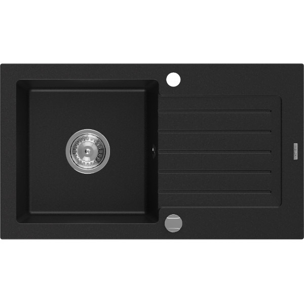 Mexen Pablo   Chiuveta bucatarie granit 1 cuva + picurator+ cadou pop up sifon    75,2 x 43,6 cm, negru  - 6510751010-77