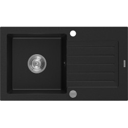 Mexen Pablo   Chiuveta bucatarie granit 1 cuva + picurator+ cadou pop up sifon    75,2 x 43,6 cm, negru  - 6510751010-77 1 Cuva 467680 Mexen