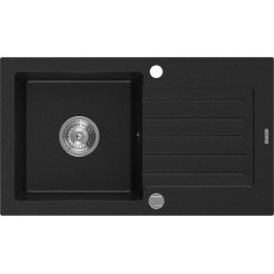 Mexen Pablo   Chiuveta bucatarie granit 1 cuva + picurator+ cadou pop up sifon    75,2 x 43,6 cm, negru  - 6510751010-77 1 Cuva 467680 Mexen