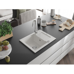 Mexen Enzo   Chiuveta bucatarie granit 1 cuva + picurator+ cadou pop up sifon   57,6 x 46,5 cm, alb  - 6506571005-20 1 Cuva 467680 Mexen