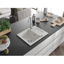 Mexen Enzo   Chiuveta bucatarie granit 1 cuva + picurator+ cadou pop up sifon   57,6 x 46,5 cm, alb  - 6506571005-20 1 Cuva 467680 Mexen