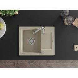 Mexen Enzo   Chiuveta bucatarie granit 1 cuva + picurator+ cadou pop up sifon   57,6 x 46,5 cm, beige - 6506571005-69