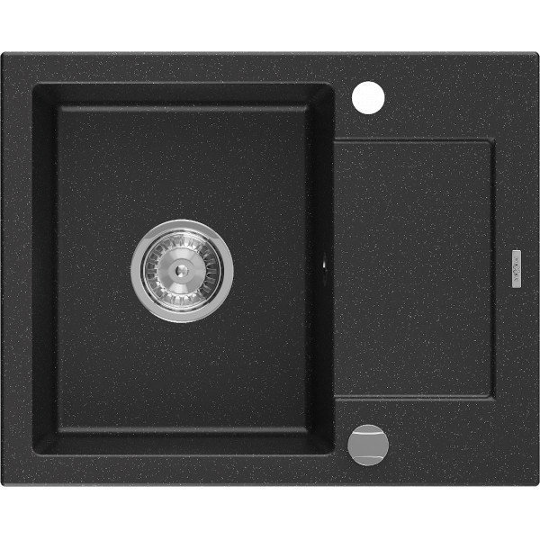 Mexen Enzo   Chiuveta bucatarie granit 1 cuva + picurator+ cadou pop up sifon   57,6 x 46,5 cm, negru / chrom - 6506571005-73