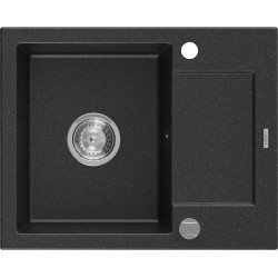 Mexen Enzo   Chiuveta bucatarie granit 1 cuva + picurator+ cadou pop up sifon   57,6 x 46,5 cm, negru / chrom - 6506571005-73 1 Cuva 467680 Mexen