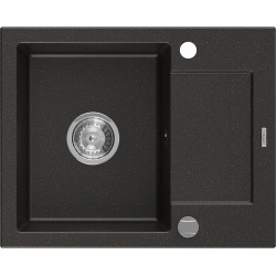 Mexen Enzo   Chiuveta bucatarie granit 1 cuva + picurator+ cadou pop up sifon   57,6 x 46,5 cm, negru / auriu - 6506571005-75 1 Cuva 467680 Mexen