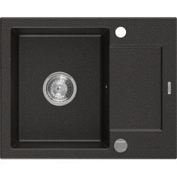Mexen Enzo   Chiuveta bucatarie granit 1 cuva + picurator+ cadou pop up sifon   57,6 x 46,5 cm, negru / auriu - 6506571005-75 1 Cuva 467680 Mexen
