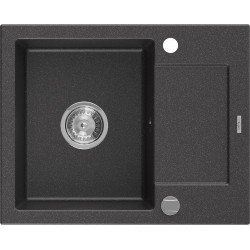 Mexen Enzo   Chiuveta bucatarie granit 1 cuva + picurator+ cadou pop up sifon   57,6 x 46,5 cm, negru  piatra - 6506571005-76 1 Cuva 467680 Mexen