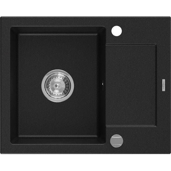 Mexen Enzo   Chiuveta bucatarie granit 1 cuva + picurator+ cadou pop up sifon   57,6 x 46,5 cm, negru  - 6506571005-77