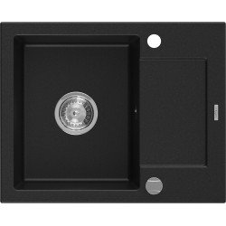 Mexen Enzo   Chiuveta bucatarie granit 1 cuva + picurator+ cadou pop up sifon   57,6 x 46,5 cm, negru  - 6506571005-77 1 Cuva 467680 Mexen