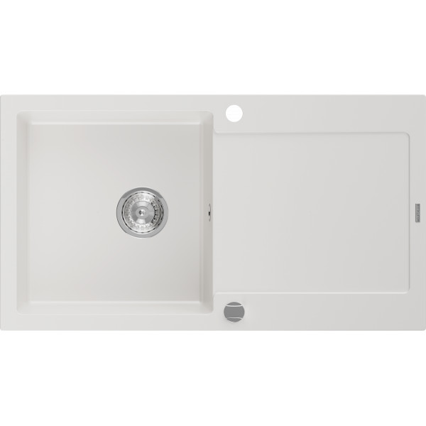 Mexen Leo   Chiuveta bucatarie granit 1 cuva + picurator+ cadou pop up sifon   90 x 50 cm, alb  - 6501901010-20