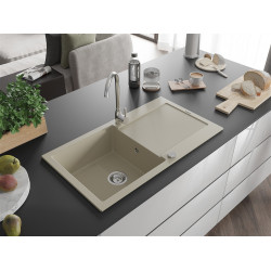 Mexen Leo   Chiuveta bucatarie granit 1 cuva + picurator+ cadou pop up sifon   90 x 50 cm, beige - 6501901010-69 1 Cuva 467680 Mexen