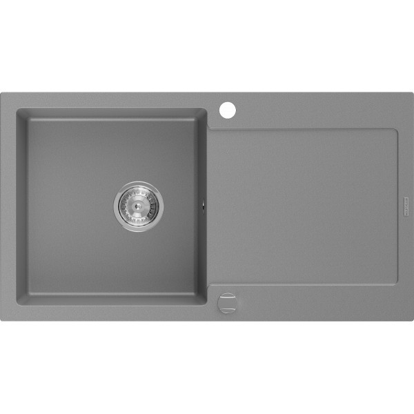 Mexen Leo   Chiuveta bucatarie granit 1 cuva + picurator+ cadou pop up sifon   90 x 50 cm, gri  - 6501901010-71