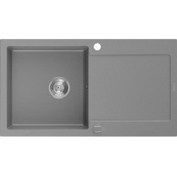 Mexen Leo   Chiuveta bucatarie granit 1 cuva + picurator+ cadou pop up sifon   90 x 50 cm, gri  - 6501901010-71 1 Cuva 467680 Mexen