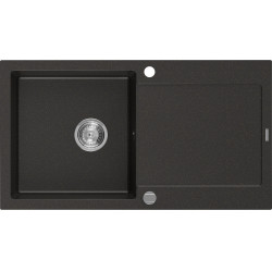 Mexen Leo   Chiuveta bucatarie granit 1 cuva + picurator+ cadou pop up sifon   90 x 50 cm, negru / auriu - 6501901010-75 1 Cuva 467680 Mexen