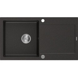 Mexen Leo   Chiuveta bucatarie granit 1 cuva + picurator+ cadou pop up sifon   90 x 50 cm, negru / auriu - 6501901010-75 1 Cuva 467680 Mexen