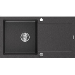 Mexen Leo   Chiuveta bucatarie granit 1 cuva + picurator+ cadou pop up sifon   90 x 50 cm, negru  piatra - 6501901010-76 1 Cuva 467680 Mexen
