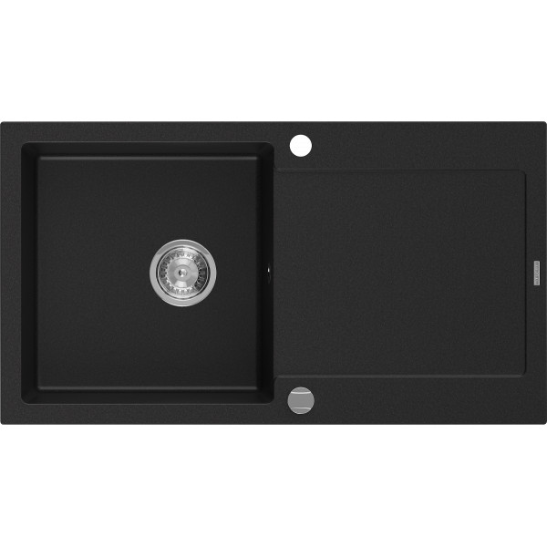 Mexen Leo   Chiuveta bucatarie granit 1 cuva + picurator+ cadou pop up sifon   90 x 50 cm, negru  - 6501901010-77
