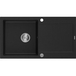 Mexen Leo   Chiuveta bucatarie granit 1 cuva + picurator+ cadou pop up sifon   90 x 50 cm, negru  - 6501901010-77 1 Cuva 467680 Mexen