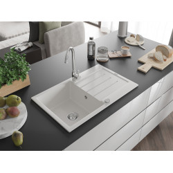 Mexen Bruno   Chiuveta bucatarie granit 1 cuva + picurator+ cadou pop up sifon   795 x 495 mm, alb  - 6513791010-20 1 Cuva 467680 Mexen