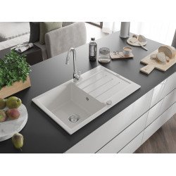 Mexen Bruno   Chiuveta bucatarie granit 1 cuva + picurator+ cadou pop up sifon   795 x 495 mm, alb  - 6513791010-20 1 Cuva 467680 Mexen