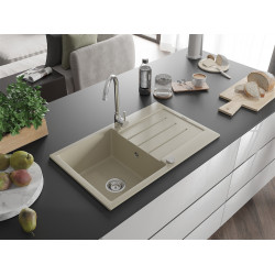 Mexen Bruno   Chiuveta bucatarie granit 1 cuva + picurator+ cadou pop up sifon   795 x 495 mm, beige - 6513791010-69 1 Cuva 467680 Mexen
