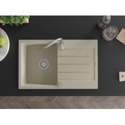 Mexen Bruno   Chiuveta bucatarie granit 1 cuva + picurator+ cadou pop up sifon   795 x 495 mm, beige - 6513791010-69
