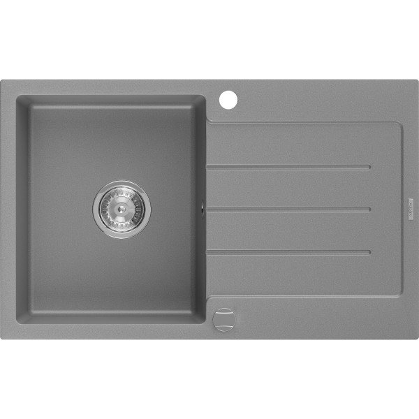 Mexen Bruno   Chiuveta bucatarie granit 1 cuva + picurator+ cadou pop up sifon   795 x 495 mm, gri  - 6513791010-71