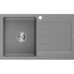 Mexen Bruno   Chiuveta bucatarie granit 1 cuva + picurator+ cadou pop up sifon   795 x 495 mm, gri  - 6513791010-71 1 Cuva 467680 Mexen