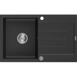 Mexen Bruno   Chiuveta bucatarie granit 1 cuva + picurator+ cadou pop up sifon   795 x 495 mm, negru / chrom- 6513791010-73 1 Cuva 467680 Mexen