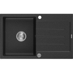 Mexen Bruno   Chiuveta bucatarie granit 1 cuva + picurator+ cadou pop up sifon   795 x 495 mm, negru / chrom- 6513791010-73 1 Cuva 467680 Mexen