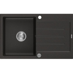 Mexen Bruno   Chiuveta bucatarie granit 1 cuva + picurator+ cadou pop up sifon   795 x 495 mm, negru / auriu- 6513791010-75 1 Cuva 467680 Mexen