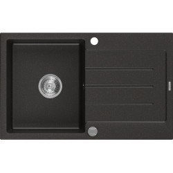 Mexen Bruno   Chiuveta bucatarie granit 1 cuva + picurator+ cadou pop up sifon   795 x 495 mm, negru / auriu- 6513791010-75 1 Cuva 467680 Mexen