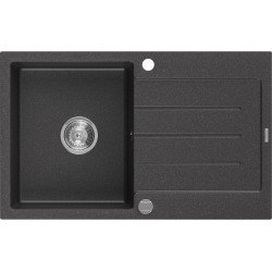 Mexen Bruno   Chiuveta bucatarie granit 1 cuva + picurator+ cadou pop up sifon   795 x 495 mm, negru  piatra - 6513791010-76 1 Cuva 467680 Mexen