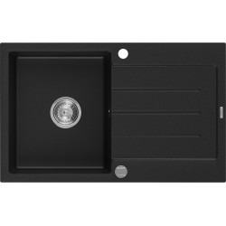 Mexen Bruno   Chiuveta bucatarie granit 1 cuva + picurator+ cadou pop up sifon   795 x 495 mm, negru  - 6513791010-77 1 Cuva 467680 Mexen