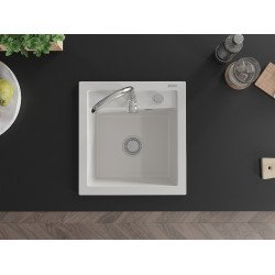 Mexen Vito   Chiuveta bucatarie granit 1 cuva + cadou pop up sifon  520 x 490 mm, alb  - 6503521000-20