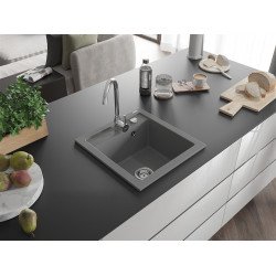 Mexen Vito   Chiuveta bucatarie granit 1 cuva + cadou pop up sifon  520 x 490 mm, gri  - 6503521000-71 1 Cuva 467680 Mexen