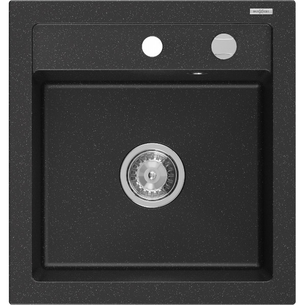 Mexen Vito   Chiuveta bucatarie granit 1 cuva + cadou pop up sifon  520 x 490 mm, negru / chrom - 6503521000-73